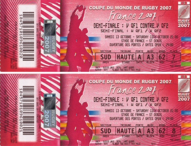 Billet Coupe du monde de Rugby 2007 (Demi-finale)